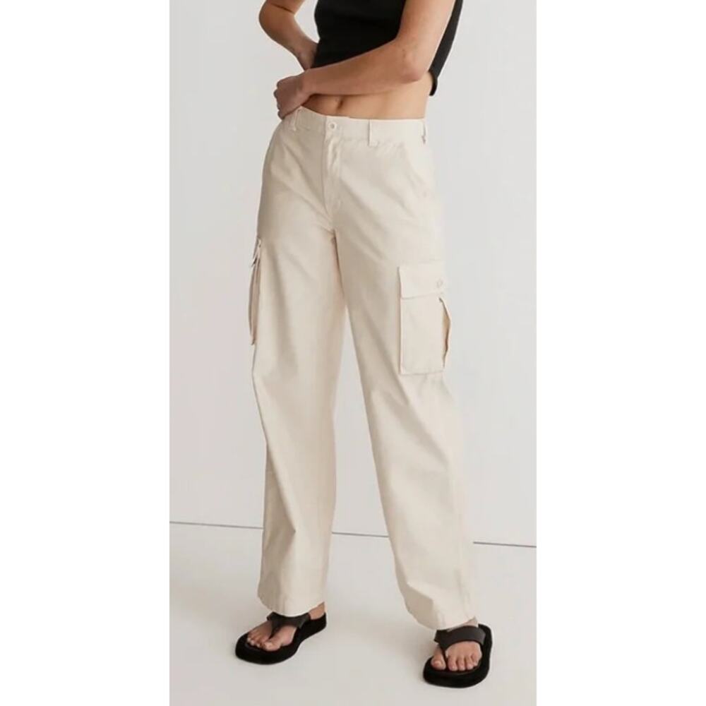 Madewell Low Slung Cargo Pants 25 Cream Utility Minimalist Clean Girl Gorpcore
